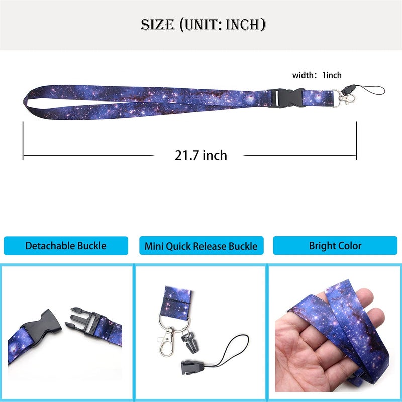 DMLSKY 3 Pcs Lanyards for Keys Neck Strap Keychain for Women Men Kids Lanyard for ID Badges Teen Girls Galaxy ID Lanyard  Blue Purple Red - Image 2